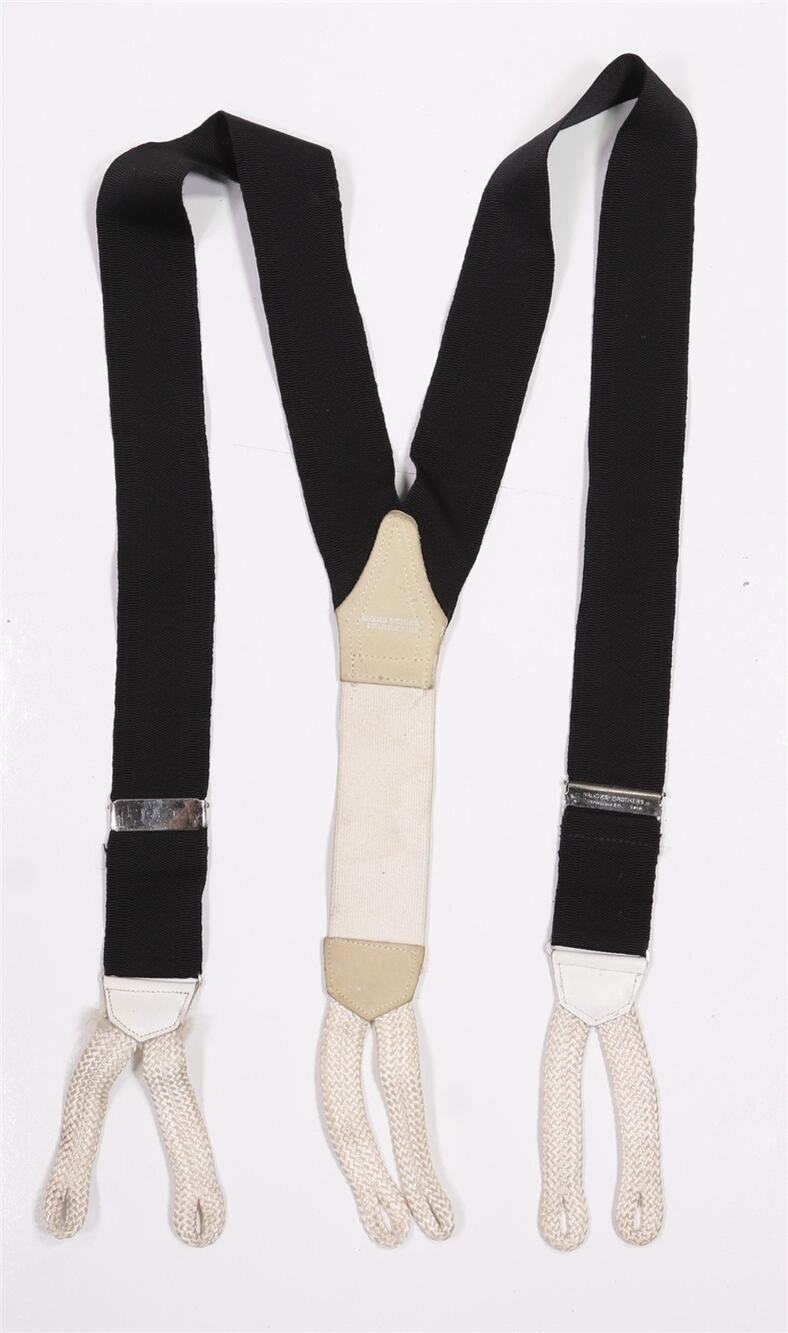 Brooks Brothers Formal Black White Suspenders Braces Made in England
